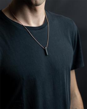 Preview: Bronze Edelstahl Halskette mit einem schwarzen Achatstein - Tantum Bronze Black